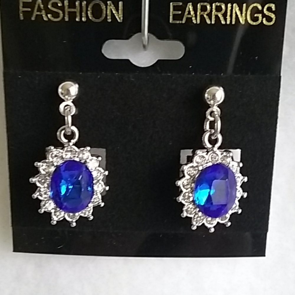 Womens blue stone post earrings